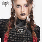 DEVIL FASHION Women's Punk Chain Hexagram Fishbone Necklace