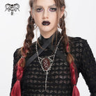 DEVIL FASHION Women's Punk Chain Red Pendant Necklace