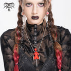 DEVIL FASHION Women's Punk Chain Weird Sci-fi Alien Necklace Red