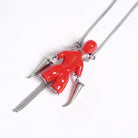 DEVIL FASHION Women's Punk Chain Weird Sci-fi Alien Necklace Red
