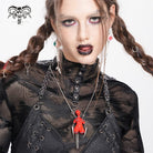 DEVIL FASHION Women's Punk Chain Weird Sci-fi Alien Necklace Red