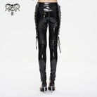 DEVIL FASHION Women's Punk Cutout Lace-up Patent Leather Pants