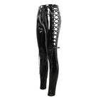 DEVIL FASHION Women's Punk Cutout Lace-up Patent Leather Pants