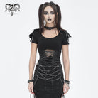 DEVIL FASHION Women's Punk Cutout Mesh Short Sleeved Crop Top