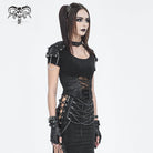 DEVIL FASHION Women's Punk Cutout Mesh Short Sleeved Crop Top