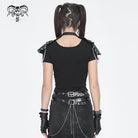 DEVIL FASHION Women's Punk Cutout Mesh Short Sleeved Crop Top