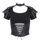 DEVIL FASHION Women's Punk Cutout Mesh Short Sleeved Crop Top