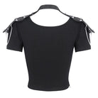 DEVIL FASHION Women's Punk Cutout Mesh Short Sleeved Crop Top