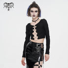DEVIL FASHION Women's Punk Cutout Ruched Chain Jacket