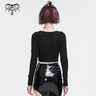 DEVIL FASHION Women's Punk Cutout Ruched Chain Jacket