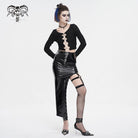 DEVIL FASHION Women's Punk Cutout Ruched Chain Jacket