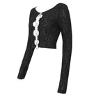 DEVIL FASHION Women's Punk Cutout Ruched Chain Jacket