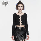 DEVIL FASHION Women's Punk Cutout Ruched Chain Jacket