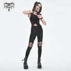 DEVIL FASHION Women's Punk Cutout Spaghetti Straps Leggings