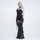 DEVIL FASHION Women's Punk Distressed Chained Asymmetric Tank Top