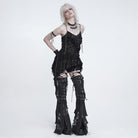 DEVIL FASHION Women's Punk Distressed Chained Asymmetric Tank Top