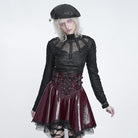 DEVIL FASHION Women's Punk Distressed Mock Neck Long Sleeve Top
