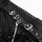 DEVIL FASHION Women's Punk Distressed Sheer Sweater with Hood and Chain