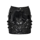 DEVIL FASHION Women's Punk Eyelet Buckle Straps Short Skirt
