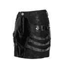 DEVIL FASHION Women's Punk Eyelet Buckle Straps Short Skirt
