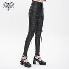 DEVIL FASHION Women's Punk Eyelet Strap Lace-up Pants