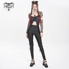 DEVIL FASHION Women's Punk Eyelet Strap Lace-up Pants