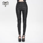 DEVIL FASHION Women's Punk Eyelet Strap Lace-up Pants