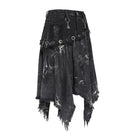 DEVIL FASHION Women's Punk Eyelets Rings Raw Edge Irregular Hem Skirt