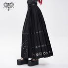 DEVIL FASHION Women's Punk Eyelets Rivets Pentacle Horse-face Skirt