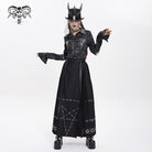 DEVIL FASHION Women's Punk Eyelets Rivets Pentacle Horse-face Skirt
