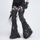 DEVIL FASHION Women's Punk Frayed Raw Edge Ripped Flared Leg Warmers