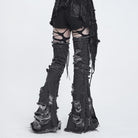 DEVIL FASHION Women's Punk Frayed Raw Edge Ripped Flared Leg Warmers