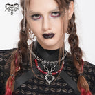 DEVIL FASHION Women's Punk Heart Beady Chain Necklace