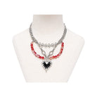 DEVIL FASHION Women's Punk Heart Beady Chain Necklace