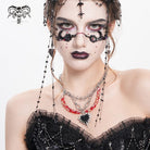 DEVIL FASHION Women's Punk Heart Beady Chain Necklace