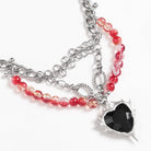 DEVIL FASHION Women's Punk Heart Beady Chain Necklace