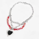 DEVIL FASHION Women's Punk Heart Beady Chain Necklace