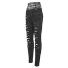 DEVIL FASHION Women's Punk High-waisted Ripped Buckle Pants