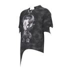 DEVIL FASHION Women's Punk Hitt Printed Irregular T-shirt