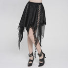DEVIL FASHION Women's Punk Irregular Chained Streamer Skirt