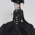 DEVIL FASHION Women's Punk Irregular Cross Skull Zip Underbust Corset