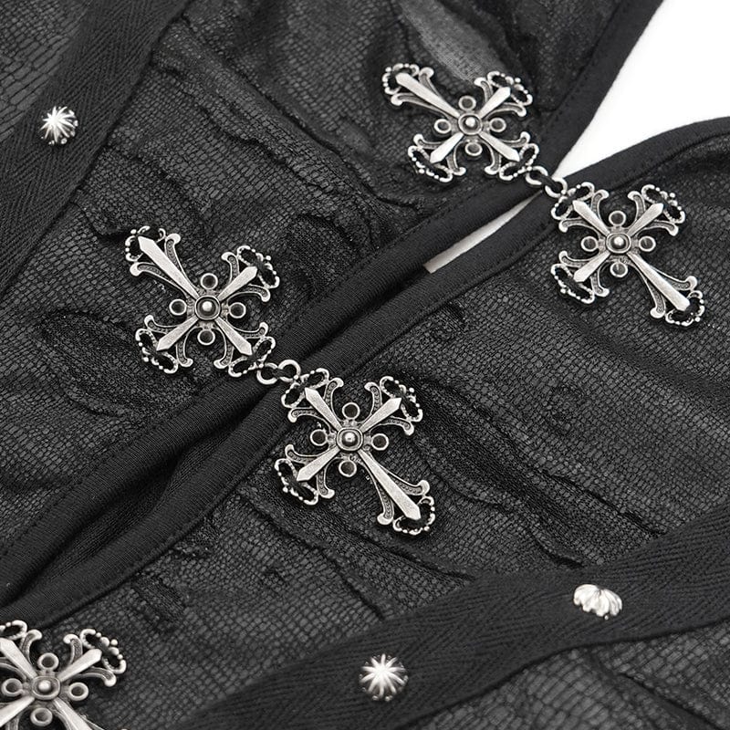 DEVIL FASHION Women's Punk Irregular Frog Skull Halterneck Party Dress