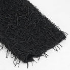 DEVIL FASHION Women's Punk Irregular Off Shoulder Fluffy Sweater