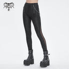 DEVIL FASHION Women's Punk Jacquard Chain Ring Sides Leggings