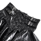 DEVIL FASHION Women's Punk Lace-up Bat Buckle Straps Asymmetric Skirt Black