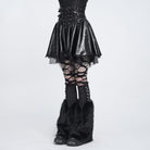 DEVIL FASHION Women's Punk Lace-up Bat Buckle Straps Asymmetric Skirt Black