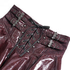 DEVIL FASHION Women's Punk Lace-up Bat Buckle Straps Asymmetric Skirt Red