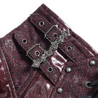 DEVIL FASHION Women's Punk Lace-up Bat Buckle Straps Asymmetric Skirt Red
