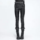 DEVIL FASHION Women's Punk Lace-up Buckle Strap Leggings