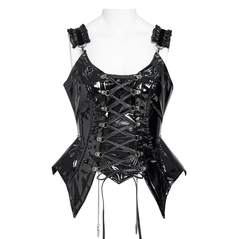 DEVIL FASHION Women's Punk Lace-up Irregular Slip Overbust Corset
